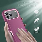 Compatible With Iphone 17 Pro Max Case With Hd Screen Protector, Heavy Duty Shockproof & Dustproof & Dropproof 3-Layer Cover For Iphone 17 Pro Max, Wineredpink