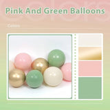 60Pcs Pink And Green Balloons 12Inch With Sage Green Light Pink Sand White Metallic Gold Confetti Balloons For Birthday Bridal Shower Boho Baby In Bloom Baby Shower Decorations
