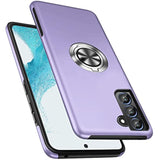Purple Military Grade Phone Case with Reinforced Metal Stand Kickstand for Samsung Galaxy S22 5G, Includes Embedded Finger Ring and Magnetic Car Holder Support