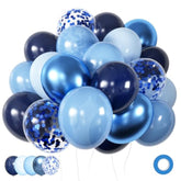 Blue Balloons Set 60 Pack 12" Metallic Chrome Navy Blue for Birthday Baby Shower Decor