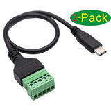 Type C Usb Screw Terminal Block Connector Cable 2.0 Type C Usb Male Plug To 5 Pin Way Female Bolt Screw With Shield Terminals Pluggable Type Adapter Connector Converter Cable?30Cm2Pack Male