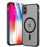 For Iphone X Xs Case, Iphone X Case With Screen Protector, Iphone Xs Phone Case Compatible With Magsafe, Magnetic Military Grade Shockproof And Dropproof Phone Case, Silky Soft Touch, Black