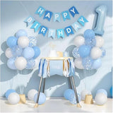 First Birthday Decorations for Boy, Complete Set with Banner, Balloons, Cake Topper