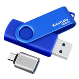 8Gb Usb 2.0 Flash Drive And 1 Usb C Adapter, Thumb Drive Usb Memory Stick Jump Drive, Compatible With Otg Type C Phones, Tablets, Laptop, Pc (Blue)