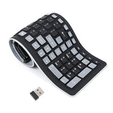 Wireless Silicone Keyboard, Portable Foldable Roll Up Soft Rubber Keyboard, Pe