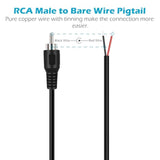 Rca To Speaker Wire, 2-Pack 6Ft Rca Male Plug Jack Connector To Bare Wire Pigtail Repair Rca Adapter Audio Cable For Speaker Amplifier Audio Video Av Receiver Tv Subwoofer