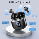 Wireless Earbuds, 2025 Bluetooth 5.4 Headphones In Ear Buds, 40H Hifi Stereo Bluetooth Earbuds With 4 Enc Noise Cancelling Mics, Ip7 Waterproof Earphones With Dual Led Display Usb C, Mini Ultralight