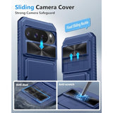 Google Pixel 10/10 Pro Wallet Case with Card Holder for 4 Cards, Blue Color