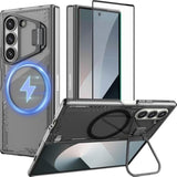 [New Material For Samsung Galaxy Z Fold 6 Case, Built-In Hd Screen Protector & Adjustable Camera Kickstand, Slim Clear Magnetic Phone Case For Samsung Galaxy Z Fold 6, Black