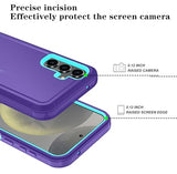 Phone Case For Samsung Galaxy S25 Case With Hd Screen Protector, Heavy Duty Shockproof & Dropproof 3-Layer Cover Phone Case For Galaxy S25 6.2'',Purpleskyblue