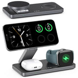 3 in 1 Wireless Charging Station for MagSafe Charger,Foldable Fast Charging Magnetic Wireless Charger Stand,Travel Charger for iPhone 17 Air 16