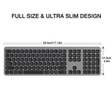 2.4Ghz Wireless Keyboard With Number Pad Full Size Design For Laptop Desktop Pc Tablet, Windows Ios Android - Grey