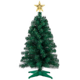 3Ft Artificial Christmas Tree With Gold Tree Topper Star, Mini Xmas Pine Tree With 4-Leg Stable Plastic Base, Small Tabletop Christmas Decoration For Home Office Holiday Party Indoor Use