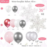 Pink Winter Wonderland Balloon Garland Arch Kit Pink Chrome Silver Red White With Snowflake Balloons For Onederland Girl Princess Birthday Party Baby Its Cold Outside Baby Shower Christmas Decorations