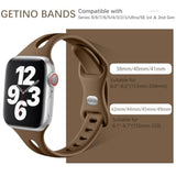 Compatible With Apple Watch Band 40Mm 38Mm 41Mm 42Mm Iwatch Series 10 9 8 7 6 5 4 3 2 1 Se For Women Men, Durable Soft Silicone Thin Slim Sport Watch Bands, Black/Dark Brown/Starlight/Milk Tea