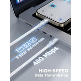 100W Usb C To Usb C Cable 6Ft Usbc To Usbc Fast Charging Cable Braided Usb Type C Charger Cable For Iphone 16 15 Pro Plus Pro Max, Macbook, Ipad Pro/Air/Mini