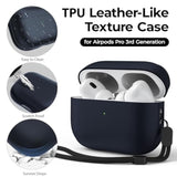 AirPods Pro 3 Case Cover, Leather Texture Compatible with AirPods Pro 3rd Generation, Full Drop Protection with Lanyard and Wireless Charging