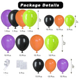 124PCS Halloween Balloon Arch Kit Black Purple Orange Green Balloons Garland for Party Decor
