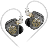 Kz Merga In Ear Monitor Wired,Dual Dynamic Driver In-Ear Headphones, Kz Deep Bass Earphones, Hifi Stereo Earbuds For Musician (Black & Silver-Plated Cable, Without Mic)