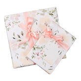 Floral Wedding Wrapping Paper Sheets + Ribbon Set With Tags - White Gift Wrap, Pink Floral, Boho Bridal Shower