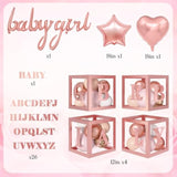 Rose Gold Baby Shower Balloon Arch Kit with Butterfly Décor & Letter Boxes, 135pcs