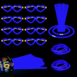 60-Pack 8-Inch Blue Glow Sticks with Connectors and Glow Accessories for Parties