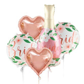 Flora Bride-to-Be Balloons – 38" Champagne Bottle Foil Balloons, Bachelorette & Bridal Shower Party Decor, 5-Pack