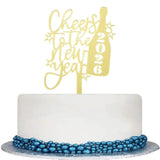 Cheers to the New Year 2026 Gold Acrylic Cake Topper