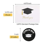 24 Pcs Blank 2026 Graduation Thank You Cards 3.5 X 5 Inch Gold Foil Foldable Greeting Card With Envelopes And 1 Inch Stickers For Elementary High School College Graduation Party Supplies Gifts
