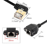 90 Degree Right Angle Cat8 Lan Cable, Rj45 Male To Female Shielded Ethernet Ne