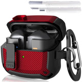 Compatible With Samsung Galaxy Buds 3 Pro And Galaxy Buds 3 (2024) Case With Cleaner Kit, Military Tpu Shockproof Protective Hard Cover With Secure Lock For Men (Red)