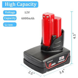 12V 6.0Ah Battery Charger Starter Kit Compatible With Milwaukee M12 Battery Replacement For Milwaukee 12Volt Batteries