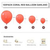 Coral Balloons 105Pcs 18/12/10/5 Inch Different Sizes Coral Red Balloon Arch Kit For Birthday Baby Shower Wedding Bridal Graduation Decoration Valentines Party Supplies