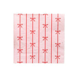 Red And Pink Bow Large Paper Napkins | Premium Party Table Decor, Holiday Decorations, Bachelorette| Happy Birthday Decorations, Lunch Napkins, 3-Ply Paper, Pack Of 20, 6.5" Folded