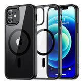 iPhone 12 12 Pro Magnetic Magsafe Case Clear Hard Back TPU Bumper Black