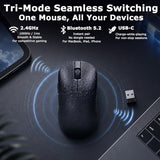 Ajazz Aj199 Wireless Gaming Mouse, Carbon Fiber Shell, Tri-Mode 2.4G/Bluetooth/Usb-C, 58G Ultra-Lightweight, Paw3311 Sensor Up To 24000 Dpi, 500Mah Battery For Pc/Mac/Game/Travel, Black