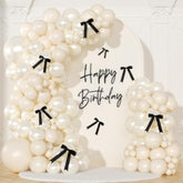 141pcs White Balloon Arch Kit with Pearl White Balloons & Black Bows for Parties