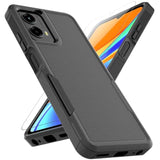 Dual Layer Protective Heavy Duty Cell Phone Cover for Motorola Moto G 5G 2024 - Military Protection Bumper Tough with HD Screen Protector, Black