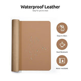 Leather Desk Pad Protector, Office Mat, Large Mouse Pad, Non-Slip Pu Blotter, Laptop Waterproof Writing For And Home (23.6" X 13.8", Khaki)