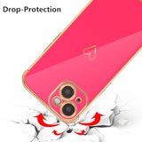 Designed For Iphone 14 Case 6.1 Inch,Cute Plating Edge Love Hearts Pattern With Camera Lens Protection Phone Cover For Girls Women,Hot Pink