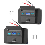 2 Pack 12V Usb Outlet Surface Mount Lightweight, Dual Usb C 30W And Qc 18W Car Usb Port 12 Volt Usb Cigarette Lighter Replacement Charger Socket Panel With Button Switch For Rv Bus Marine Motorcycle