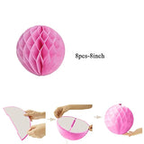 Pom Poms Tissue Paper Honeycomb Balls Flower Ball Wall Decor Pom Poms Decoration For Birthday Party Wedding Nursery Shower (Pink, 8Pcs-8In)