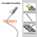 CableCreation 2 in 1 USB C Cable 0.8ft, Braided Micro USB + USB C to USB A Fast Charge Cord Compatible with Galaxy S22 Ultra Note 8, Pixel XL, Android & USB-C Devices, 0.25 M/Space Gray