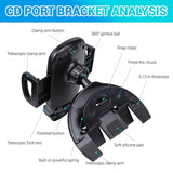 CD Phone Holder for Car, Phone Mount for CD Slot, 360° Rotation CD Player Cell Phone Mount, Adjustable CD Slot Phones Mount Holder for All