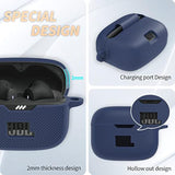 For Jbl Tune 230Nc Tws Case Cover, Silicone Protective Portable Scratch Shock Resistant Cover Only Compatible With Jbl 230Nc Earbuds Charging Case With Carabiner(Blue)