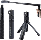 Bullet Time Handle Tripod Rotating Grip with Invisible Selfie Stick, for Insta360 X5/X4, DJI OSMO Pocket 3, GoPro, 1/4" Thread, 6 lbs Load Capacity,
