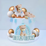 Luxury Blue Bear Cake Toppers Oh Boy Baby Shower Birthday Decorations