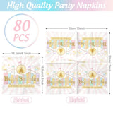 80 Pcs Princess Castle Birthday Paper Napkins Happiest Birthday On Earth Disposable Napkins Pink Pastel Rainbow Castle Napkins For Girls Birthday Party Supplies Table Decor