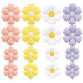 16 Pieces Daisy Foil Balloons – 4 Colors 21 & 12 Inches Boho Flower Mylar Balloons In Pink, White, Yellow, And Purple For Spring Groovy Party, Baby Shower, Garden Birthday, Floral-Themed Decorations