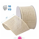 1252.60/10-104 Large Grained Burlap 2.5" X 10 Yd Jute Wired Ribbon, Cr